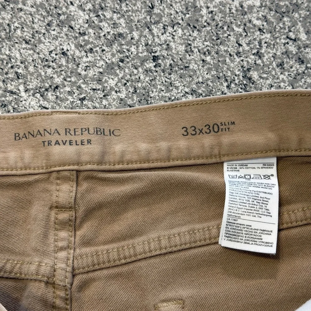 Banana Republic Traveler Pants Mens 33x26 5 Pocket Slim Fit Stretch Khaki